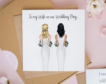 Personalised Lesbian Wedding Card: Mrs & Mrs, Same Sex Couple (Digital PDF or Printed)