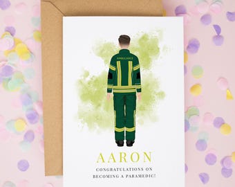 Personalised Male Paramedic Graduation Card: NHS Congratulations Gift