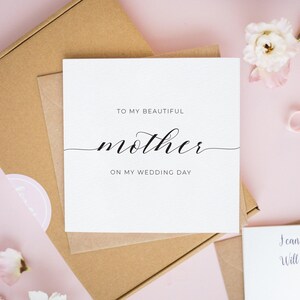 Para minha mãe no dia do meu casamento, cartão de casamento para mãe, mãe linda, para minha mãe no dia do meu casamento, cartões de casamento para mãe, cartão personalizado para mãe nº 403