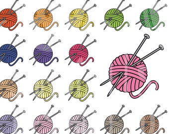 45 Doodle Knitting Clipart. Personal and comercial use.