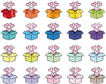 45 Doodle Shipping Box Clipart. Personal and comercial use.