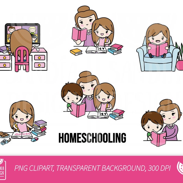 HOMESCHOOLING, Chibi girl, Light-Haired Girl, Clipart, Chibi Girl, Personal and comercial use