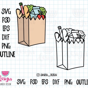Doodle Einkaufstüte, SVG, PNG, PSD, Umriss, persönliche und kommerzielle Nutzung