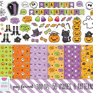 Doodle Halloween Clipart. Trick or Treat set. Personal and commercial use.
