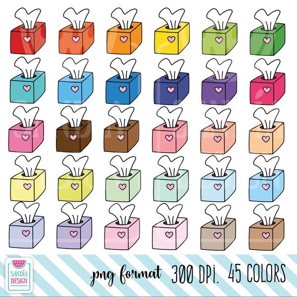 45 Doodle Tissue box Clipart. Personal and comercial use.
