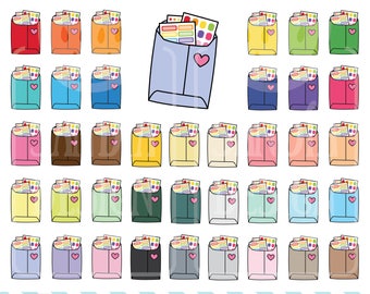 45 Doodle Happy Mail Clipart. Envelope Clipart. Personal and comercial use.