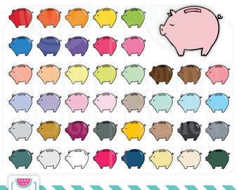 46 Doodle Piggy Bank Clipart. Personal and comercial use.