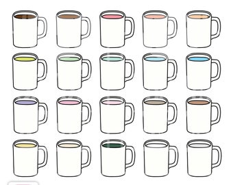 45 Doodle Mug Clipart. Rae Dunn Inspired Clipart. Personal and comercial use.