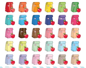 45 Doodle Lunch Bags Clipart. Personal and comercial use.