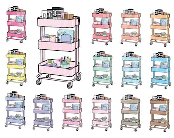 45 Doodle Planner Cart Clipart. Personal and comercial use.