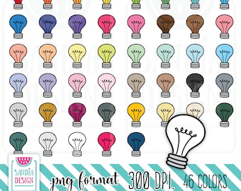 46 Doodle Light Bulb Clipart. Personal and comercial use.