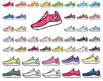 45 Doodle Running shoe Clipart. Personal and comercial use.