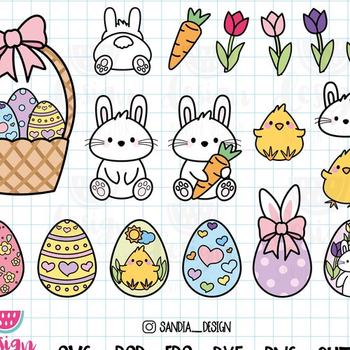 Easter Clipart SVG PNG PSD Outline Personal and Comercial | Etsy