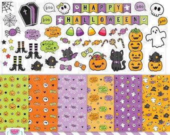 Doodle Halloween Clipart. Trick or Treat set. Personal and comercial use.