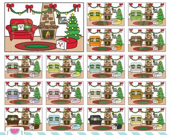 45 Doodle Christmas Flat Lay Clipart. Personal and comercial use.