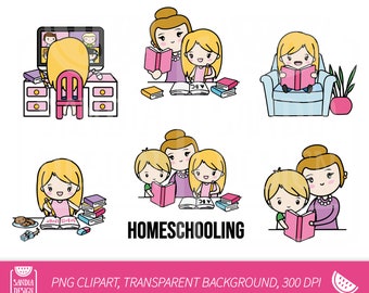 HOMESCHOOLING, Chibi girl, Blond Girl, Clipart, Chibi Girl, Personal and comercial use