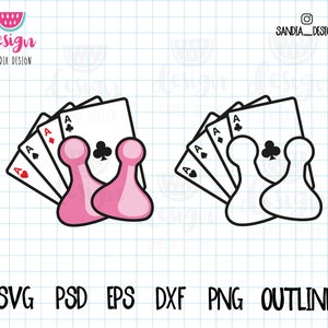 Doodle, serata di gioco, poker, SVG, PNG, PSD, contorno, uso personale e commerciale