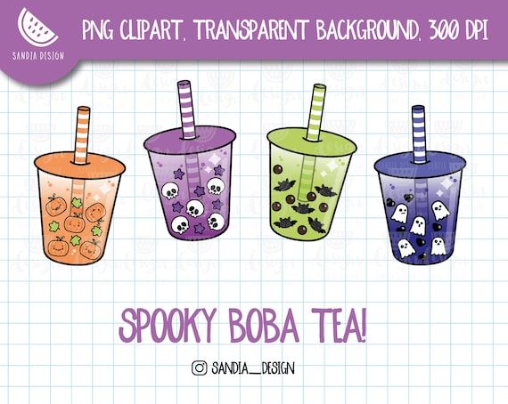 Spooky Boba Tea Clipart. Personal and comercial use.