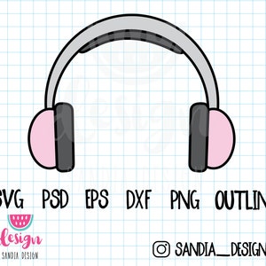 Doodle Headphones, SVG, PNG, PSD, outline, personal and commercial use