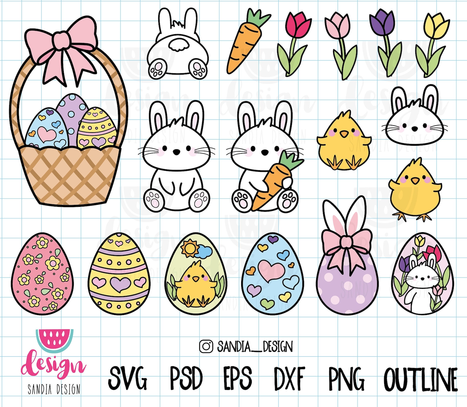 Easter Clipart SVG PNG PSD Outline Personal and Comercial - Etsy