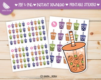 Printable Stickers Sheet, Printable Planner Stickers. Soopky Boooba tea, Boooba tea stickers. For personal use.