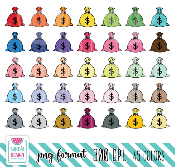 45 Doodle Money Bag Clipart. Personal and comercial use.