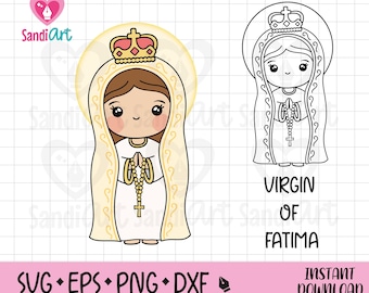 Jungfrau von Fatima Clipart, SVG, EPS, PNG, Dxf, für Cricut, Silhouette, Sublimation, persönlichen und kommerziellen Gebrauch
