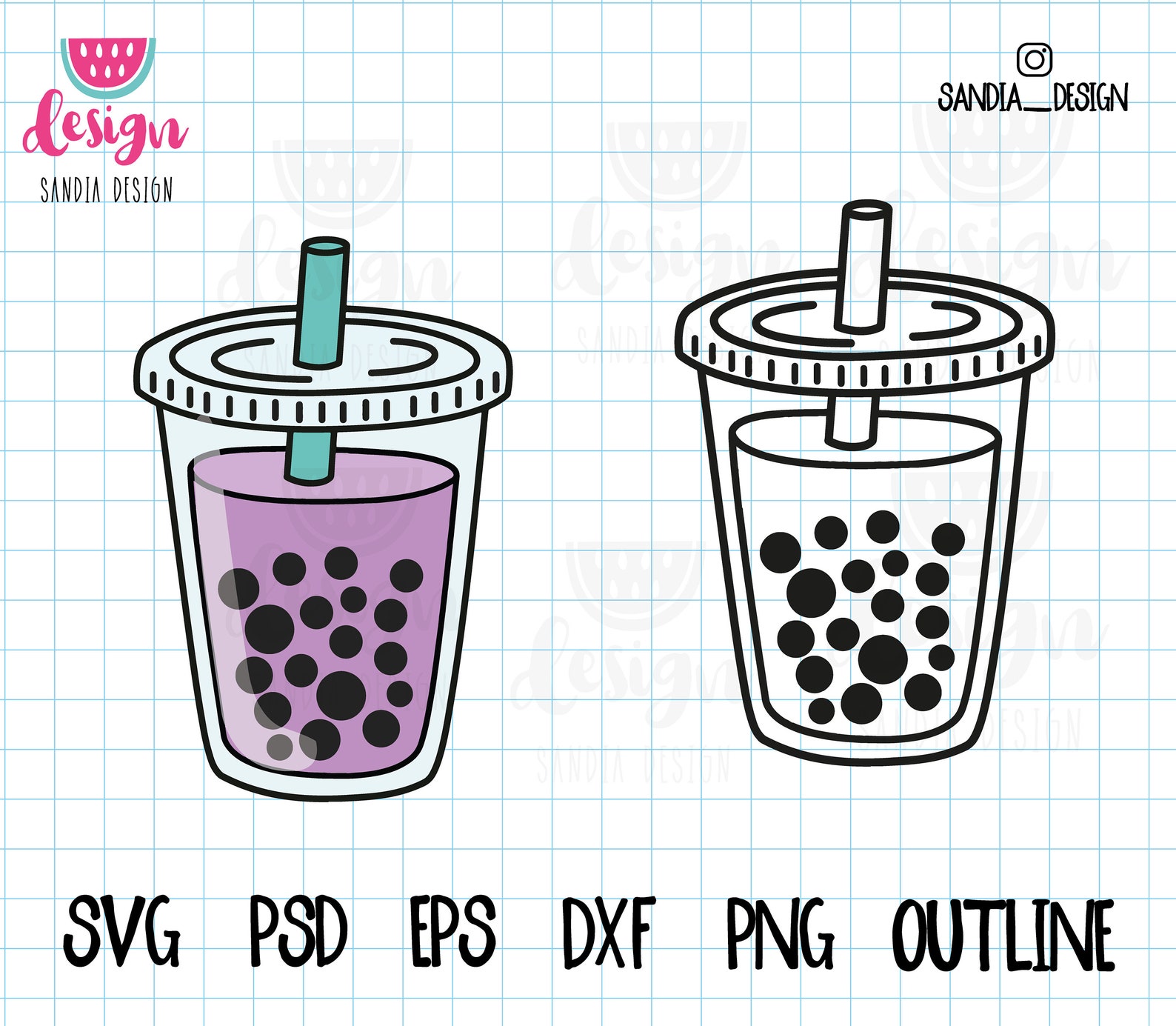 Bubble Tea Outline Svg Boba Tea Outline Kawaii Food Korean Etsy