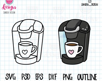 Doodle Coffee Maker, SVG, PNG, Psd, outline, personal and commercial use