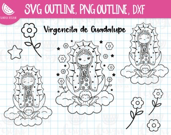 Virgin of Guadalupe, Virgin Mary, Catholic clip art, Virgencita clipart, Chibi girls, girls clipart, SVG, PNG, PSD, eps