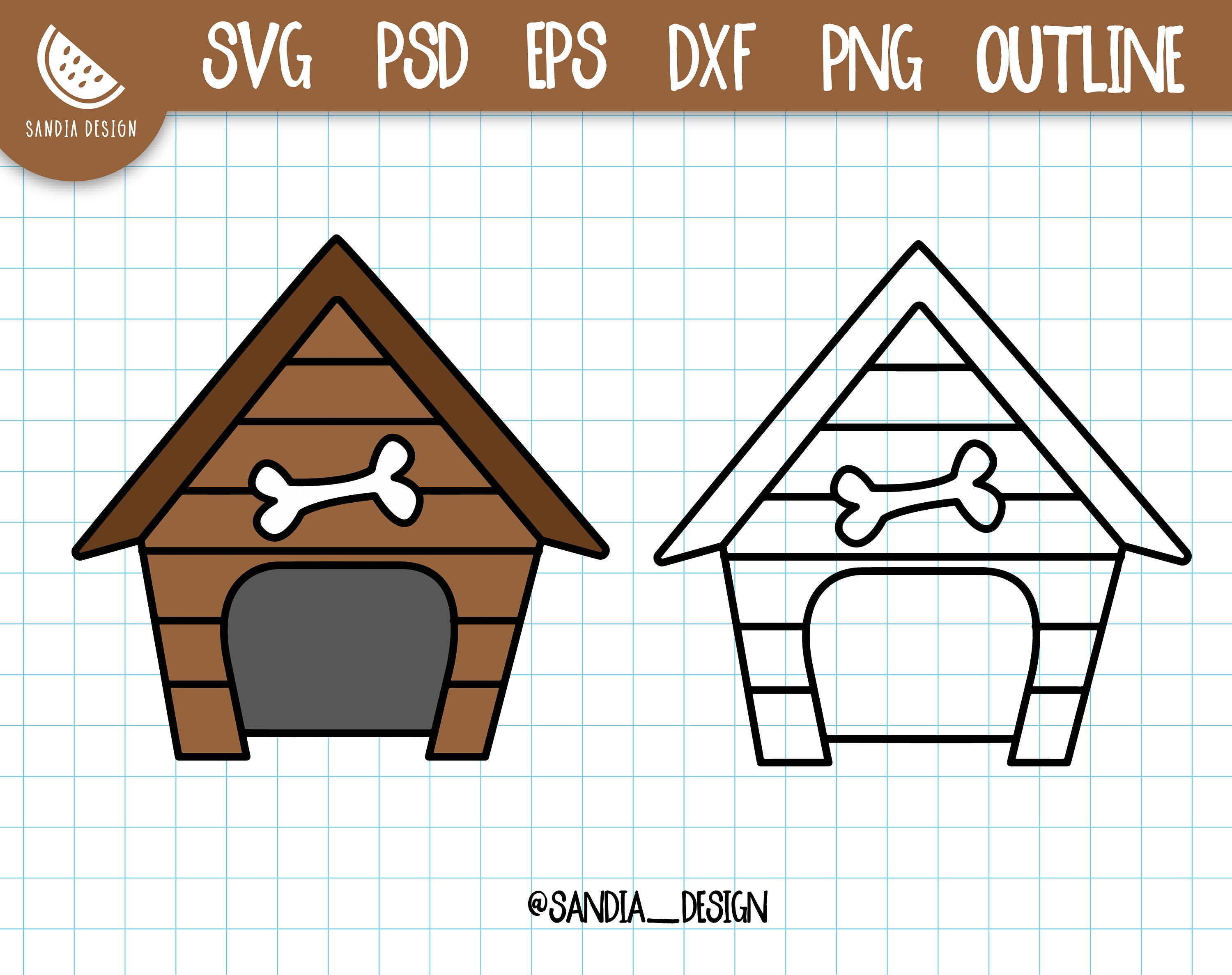 Doodle Dog House SVG PNG Psd Outline Personal and Etsy