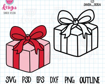 Doodle Birthday Gift, SVG, PNG, Psd, outline, personal and comercial use