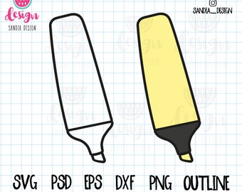 Doodle Highlighter, SVG, PNG, Psd, outline, personal and comercial use