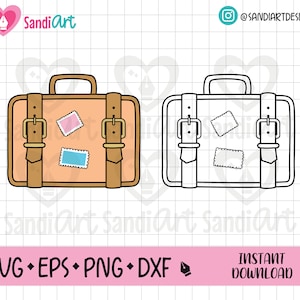 Doodle Suitcase, EPS, SVG, PNG, dxf, outline, personal and commercial use