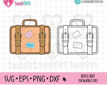 Doodle Suitcase, EPS, SVG, PNG, dxf, outline, personal and commercial use