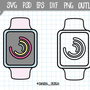 Doodle Apple Watch oefening, SVG, PNG, PSD, schets, persoonlijk en commercieel gebruik