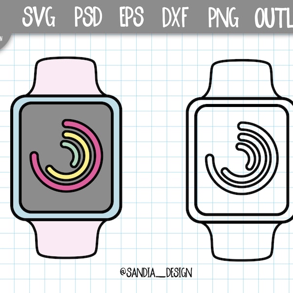 Doodle apple watch exercise, SVG, PNG, Psd, outline, personal and comercial use