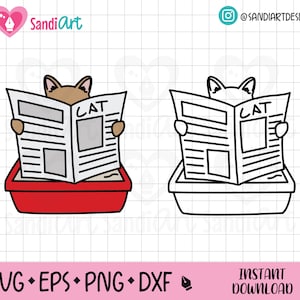 Bac à litière pour chat Doodle, EPS, SVG, PNG, DXF, contour, utilisation commerciale