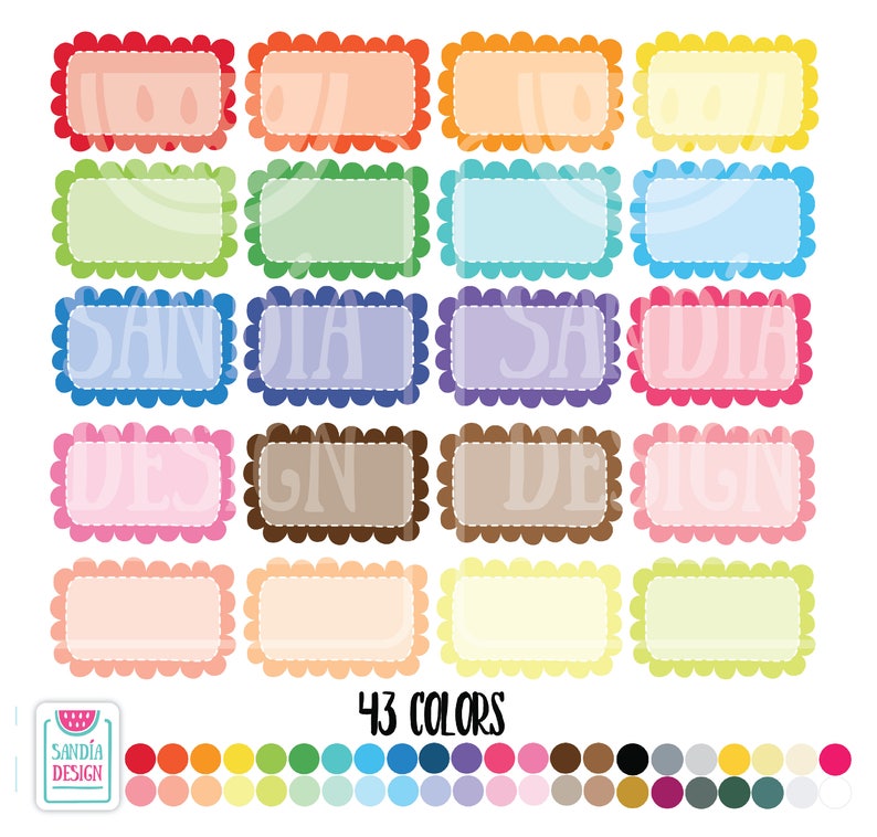 Half box scallop stitched Clipart. Personal and comercial use. image 1