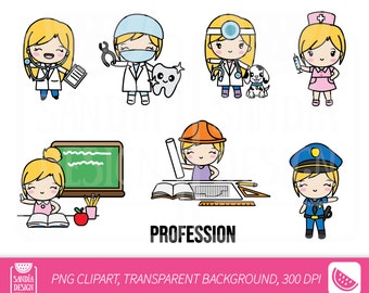 Blond Profession, Clipart, Chibi Girl, Personal and comercial use