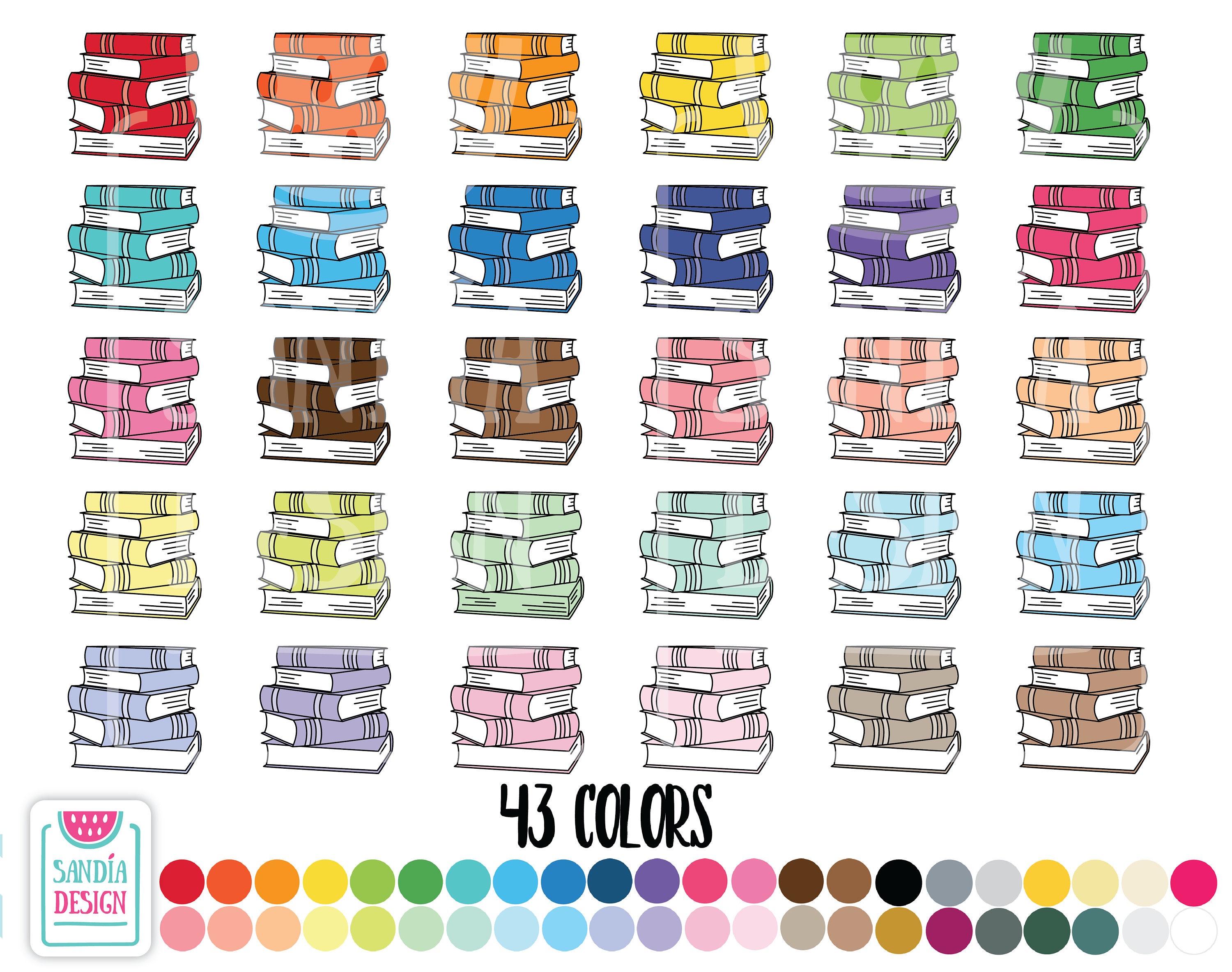 Book Stack Doodle Color 43 Doodle Books Clipart. Stack of books. Personal and | Etsy