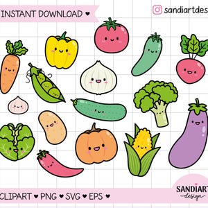 Kawaii Vegetables Clipart, PNG, SVG and EPS, personal and commercial use