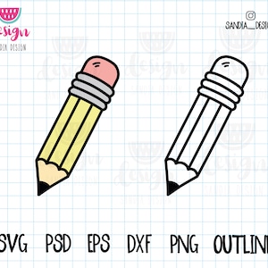 Doodle Pencil, SVG, PNG, PSD, contorno, uso pessoal e comercial
