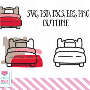 Bed, Bed icon, Bed Doodle, Bed SVG, Bed PNG, Bed PSD, Bed outline, dxf, Personal and commercial use.