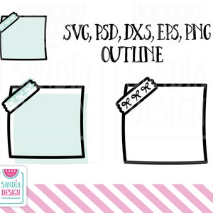 Doodle Washi Haftnotiz, SVG, PNG, PSD, Umriss, dxf, persönliche und kommerzielle Nutzung.