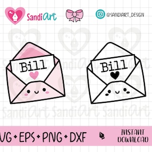 Doodle Bill envelop, SVG, PNG, PSD, outline, dxf, Persoonlijk en commercieel gebruik.