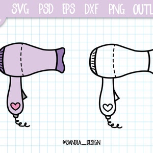 Doodle föhn, SVG, PNG, PSD, omtrek, persoonlijk en commercieel gebruik