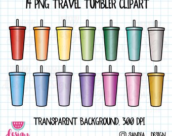 14 Doodle Tumbler Stainless Steel Clipart. Travel Tumbler. Personal and comercial use.