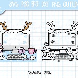 Doodle Winter Desk, SVG, PNG, PSD, outline, Work, Personal and Commercial use