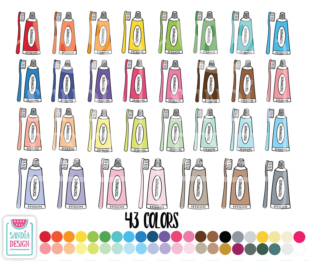 Doodle Toothbrush With Toothpaste Clipart. Personal and Commercial Use ...